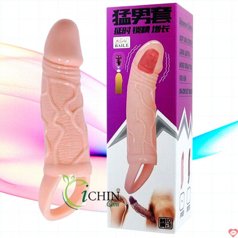 Bao cao su đôn dên Men Extension có rung đầu quai đeo ngay bìu