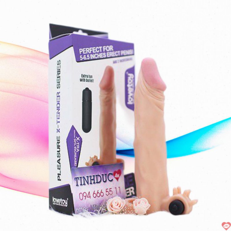 Bao cao su đôn dên Lovetoy X-Tender mềm mịn có rung ở gốc