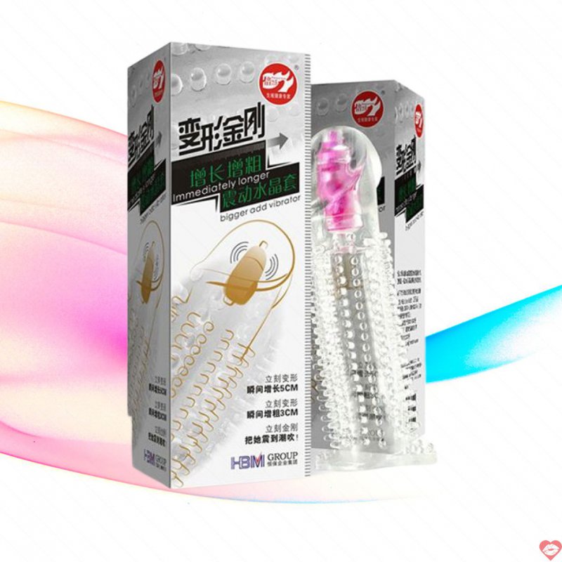 Bao cao su đôn dên trong suốt có rung ở đầu
