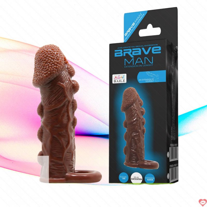 Bao cao su đôn dên có quai đeo tăng 3cm đầu gà Brave Man