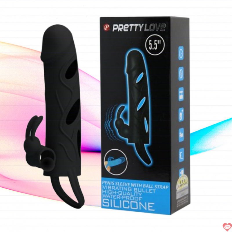 Bao Cao Su Đôn Silicon Mềm Mịn Có Rung Kết Hợp Vòng Đeo - Prettylove