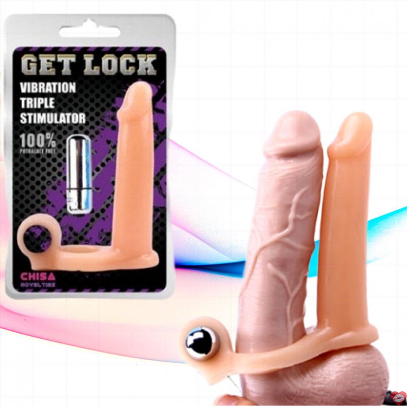Bao Cao Su Đôn Dên Kèm Dương Vật Giả - Có Rung - Chisa