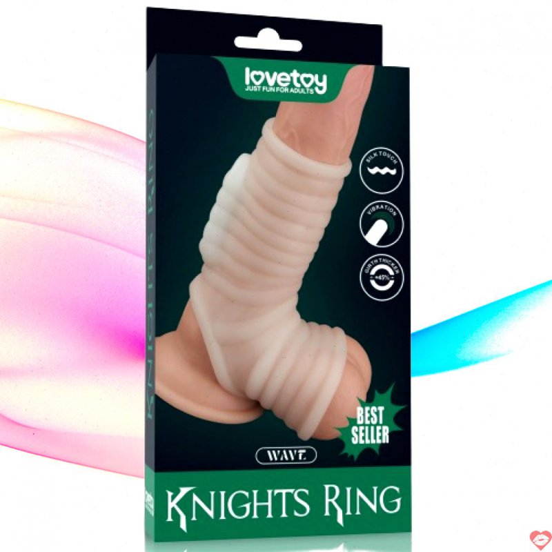 Bao Cao Su Đôn Dên Khúc Có Quai Đeo - Rung - Gân - Knights Ring Lovetoy USA