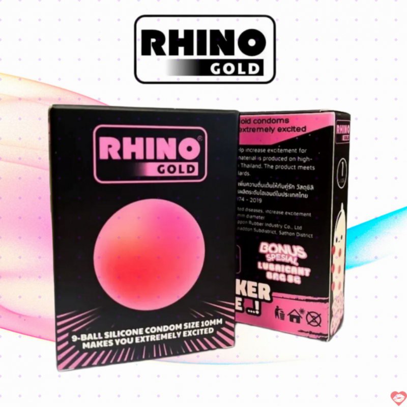 Bao Cao Su Rhino Gold Size Nhỏ 49mm Kèm 9 Bi Kèm Gel Bôi Trơn
