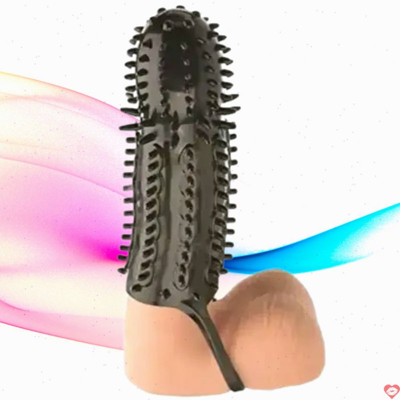 Bao cao su đôn siêu gân gai BD25 SUPERME màu đen chất liệu TPE an toàn tăng 1 inch và