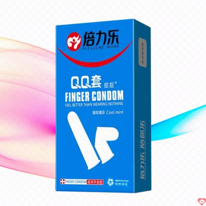 Bao cao su ngón tay mát lạnh Beilile QQ Cool Mint hộp 10 cái siêu mới 