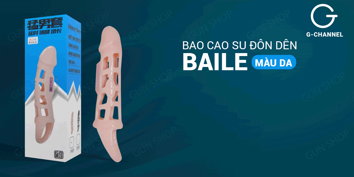  Shop bán Bao cao su đôn dên tăng kích thước Baile - Màu da lưới dây đeo có rung 16 x 3.5 loại tốt