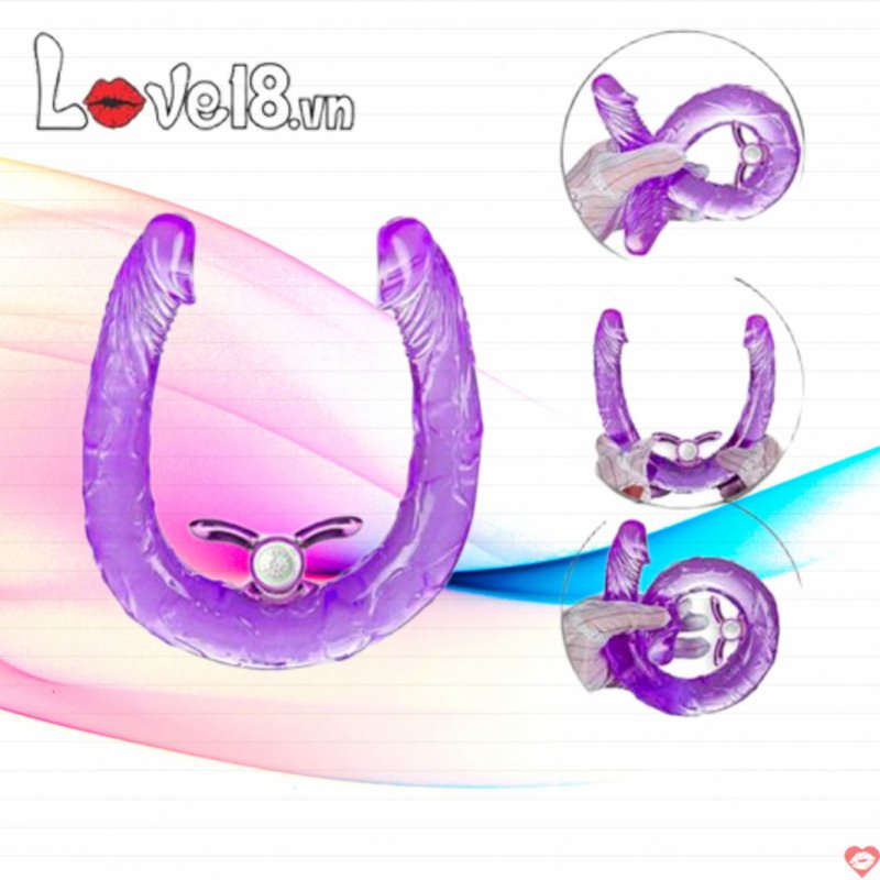 Dương vật giả 2 đầu bướm rung, massage âm vật, kích thích mạnh 