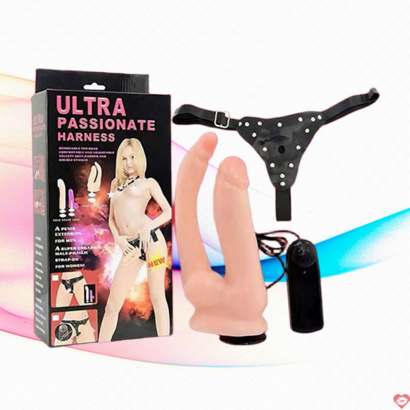 Dây Đeo Dương Vật 2 Đầu Ultra Passionate Có Rung Tăng Khoái Cảm 