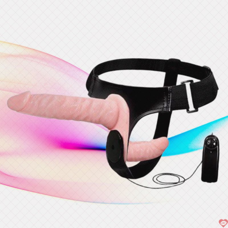 Dây đeo dương vật 2 đầu rung mạnh mẽ cho les trải nghiệm 