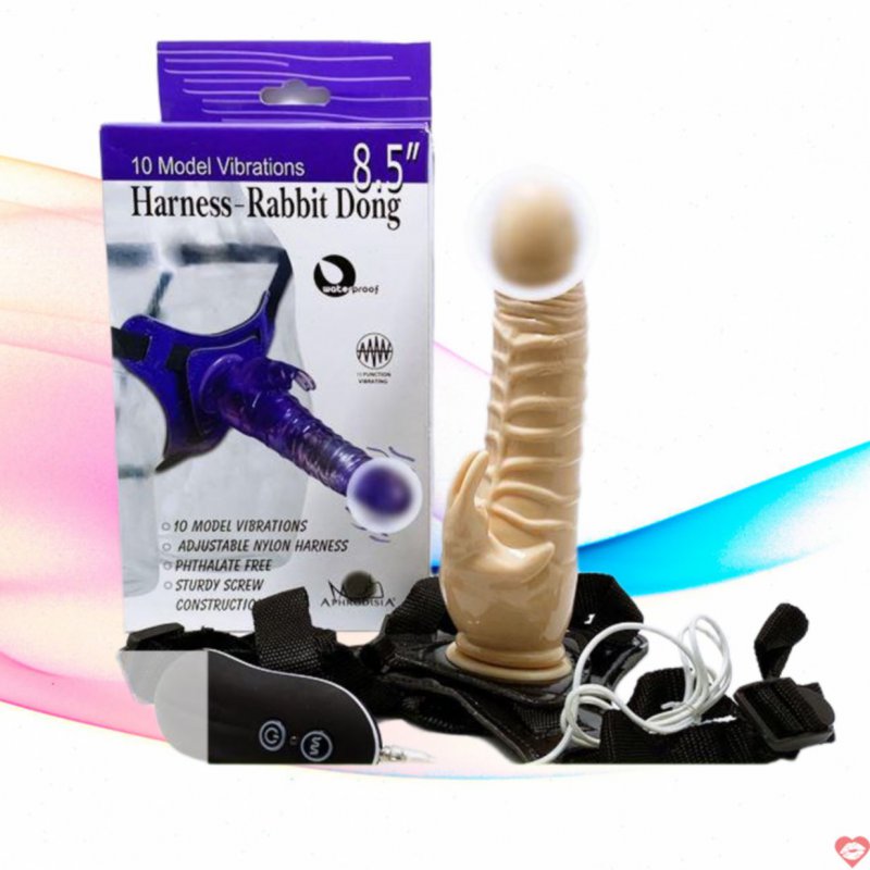 Dương vật dây đeo có rung Les Harness Rabbit Dong kích thích mạnh 