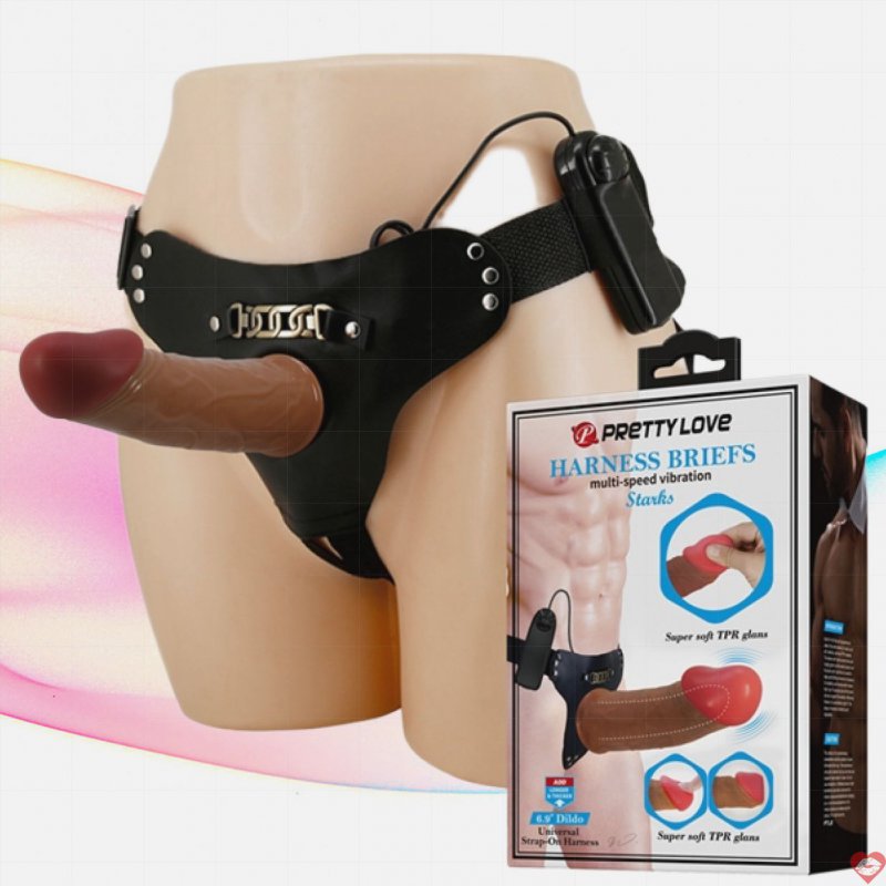 Đai đeo dương vật rung màu nâu, tăng khoái cảm, kích thích 