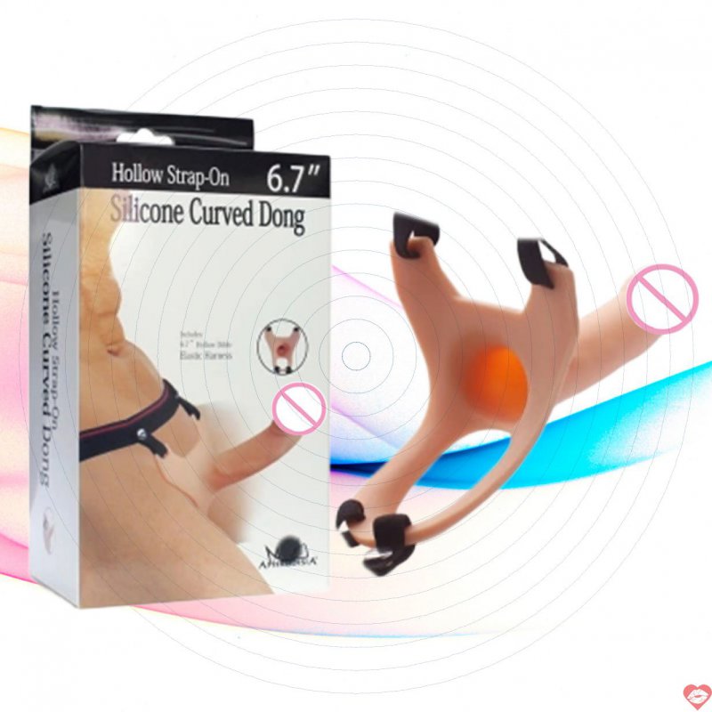 Dương Vật Giả Dây Deo Hollow Strap-On Silicon Curved Dong Rỗng Ruột