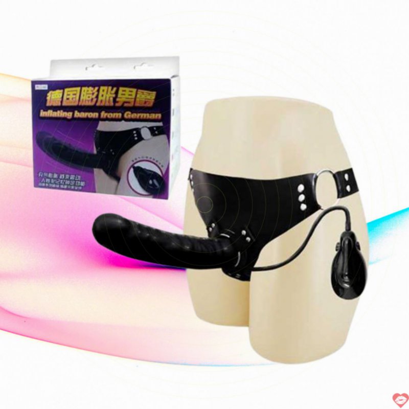 Dương Vật Giả Dây Đeo Bơm Hơi Tự Động Màu Đen