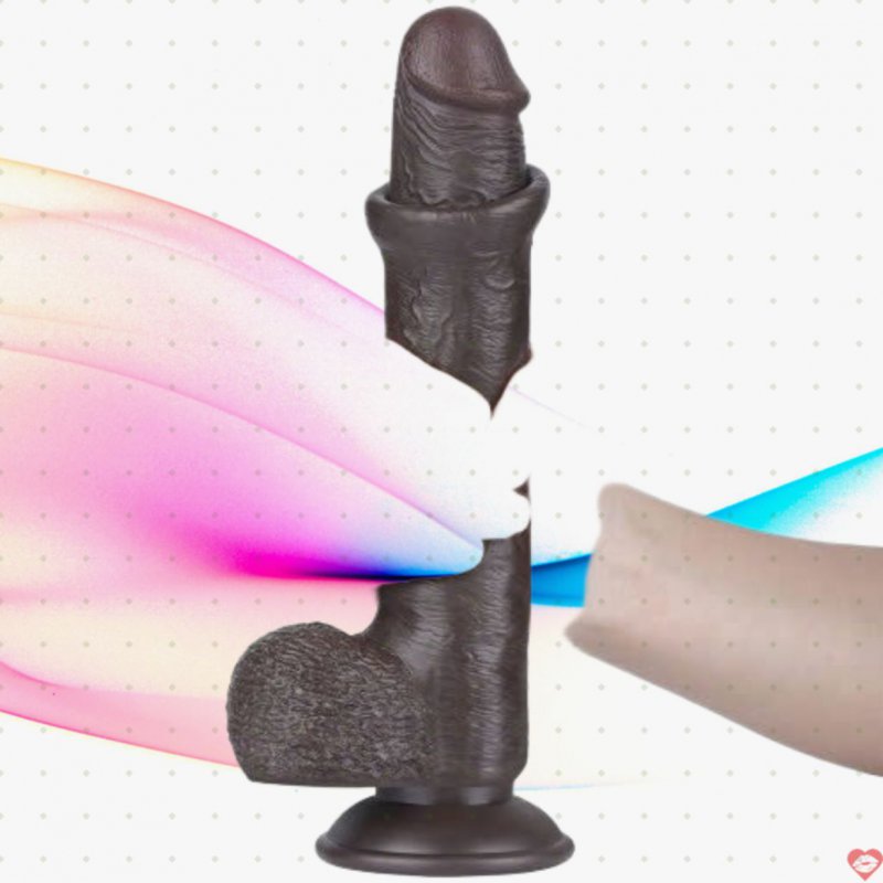 Dương vật giả 2 lớp Lovetoy Sliding Skin 9 inch da đen Châu Phi, mềm mịn, siêu thực 