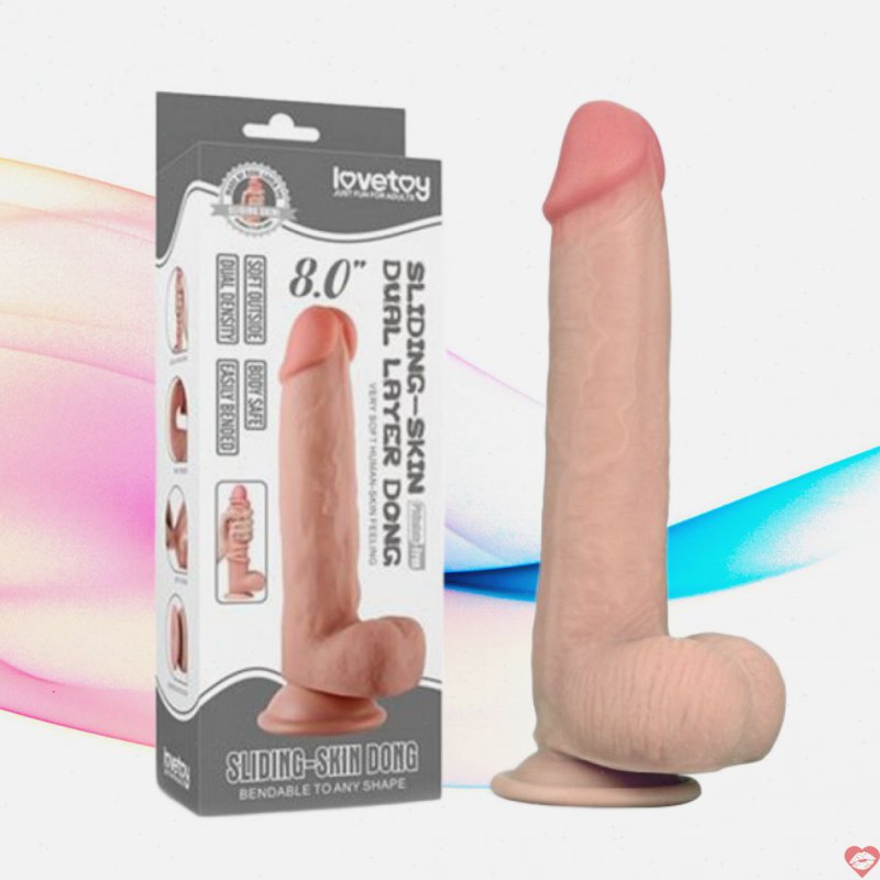 Dương vật giả Lovetoy Sliding Skin 8 Inch dính tường siêu thực 