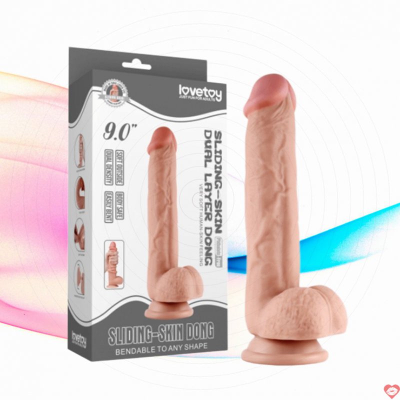 Lovetoy Sliding Skin 9 Inch Dương Vật Giả Dính Tường Hot 