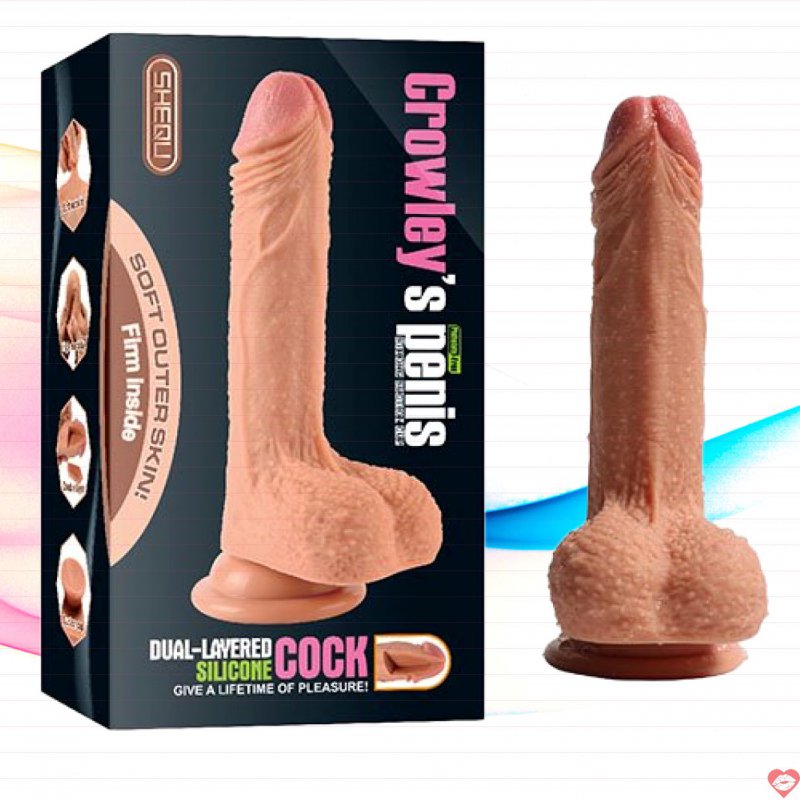 Dương vật giả siêu mềm Crowley Penis 2 lớp silicon gắn tường 