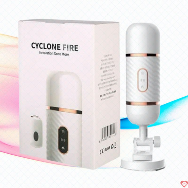 Dương Vật Giả Cyclone Fire Rung Thụt Phát Nhiệt Hít Tường – Điều Khiển Remote