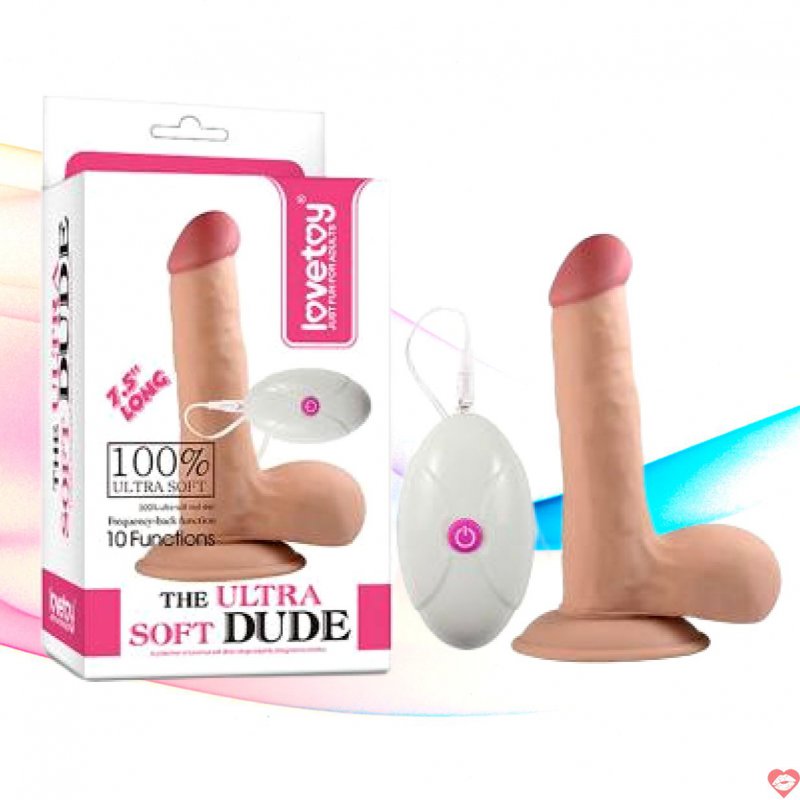 Dương Vật Dán Tường Silicon Mềm Mịn Có Rung 7 Chế Độ - Lovetoy Ultra Soft Dude