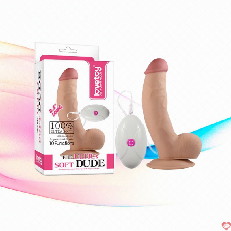 Dương Vật Giả Dán Tường Silicon Mềm Mịn Có Rung - Lovetoy Ultra Soft Dude 8.5