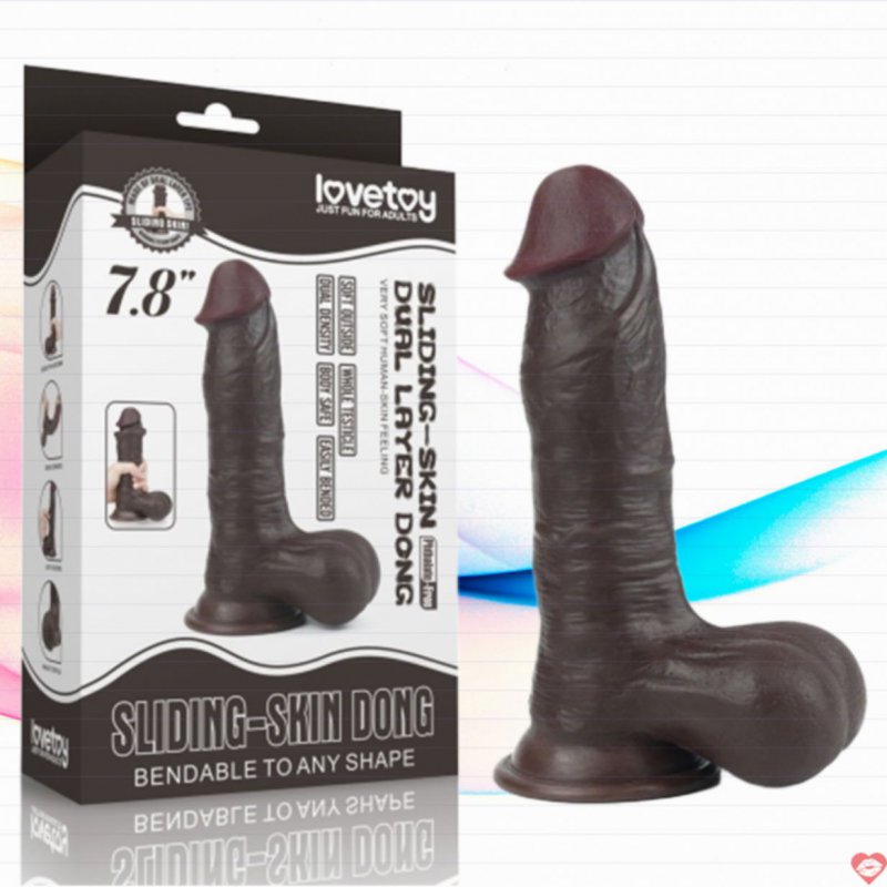 Cặc giả Dương vật Lovetoy da đen 2 lớp tuột da như thật DV 61