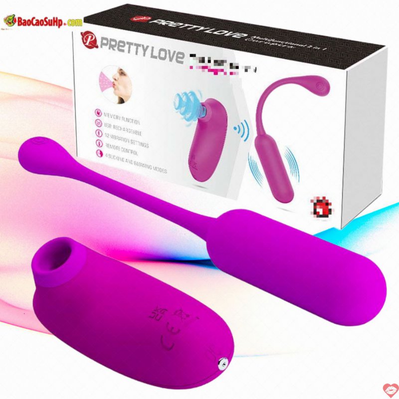 Bộ trứng rung 2 quả gồm trứng rung dài và trứng hút thổi Prettylove Curupira