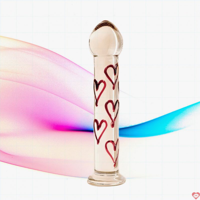 Dương vật thuỷ tinh MizzZee Glass Dildo hoạ tiết trái tim
