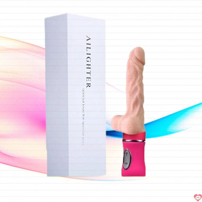 Dương vật giả có rung thụt toả nhiệt siêu mềm mịn Ailighter