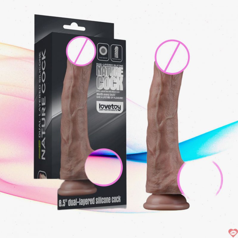 Dương vật giả hít tường silicon hai lớp Lovetoy Nature Cock 8.5 inch