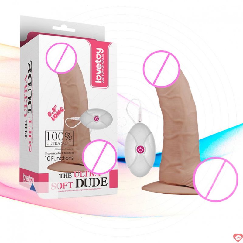 Dương vật giả gắn tường size lớn siêu rung Lovetoy Ultra Soft Dude 8.8