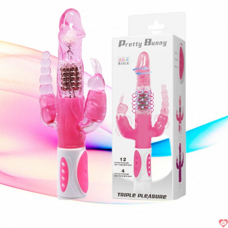 Dương vật giả 3 nhánh rung ngoáy thụt Baile Pretty Bunny