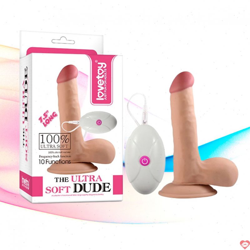 Dương vật silicon siêu mềm có rung Lovetoy Ultra Soft Dude 7.5