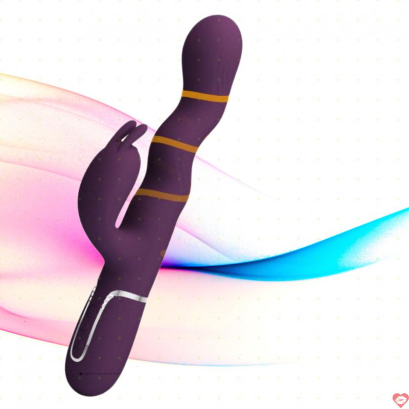 Dương vật giả 3D tai thỏ Prettylove Laursen rung ngoáy zikzak Silicone