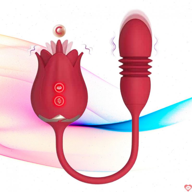 Trứng Rung Tình Yêu Bông Hồng 2 Đầu Rung Thụt Liếm